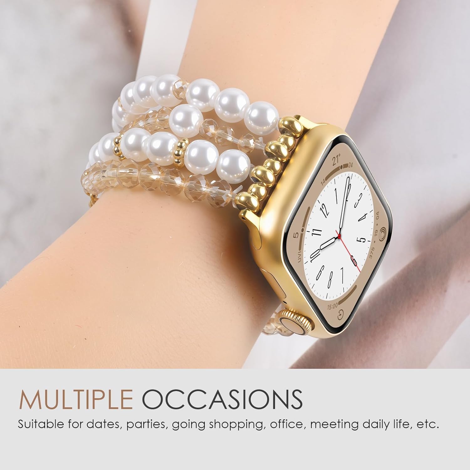 KOREDA Beaded Bracelets Compatible for Apple Watch Band 38mm 40mm 41mm 42mm 44mm 45mm 46mm Women, Fashion Handmade Dressy iPhone Watch Bands Stretchy Strap for iWatch Series 11 10 9 8 7 6 5 4 3 2 1 SE - Image 7