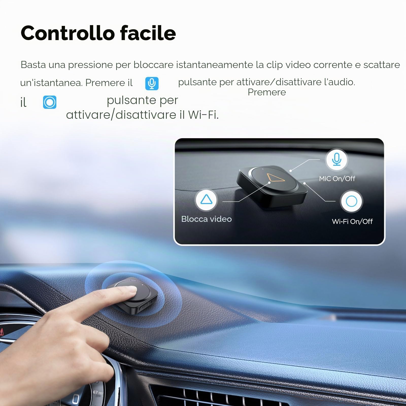 (BTR200)Telecomando wireless Bluetooth ufficiale VIOFO per fotocamera Dashboard dashcam serie A139/229 Plus /A229 Pro /VS1 per Registrazione di Emergenza