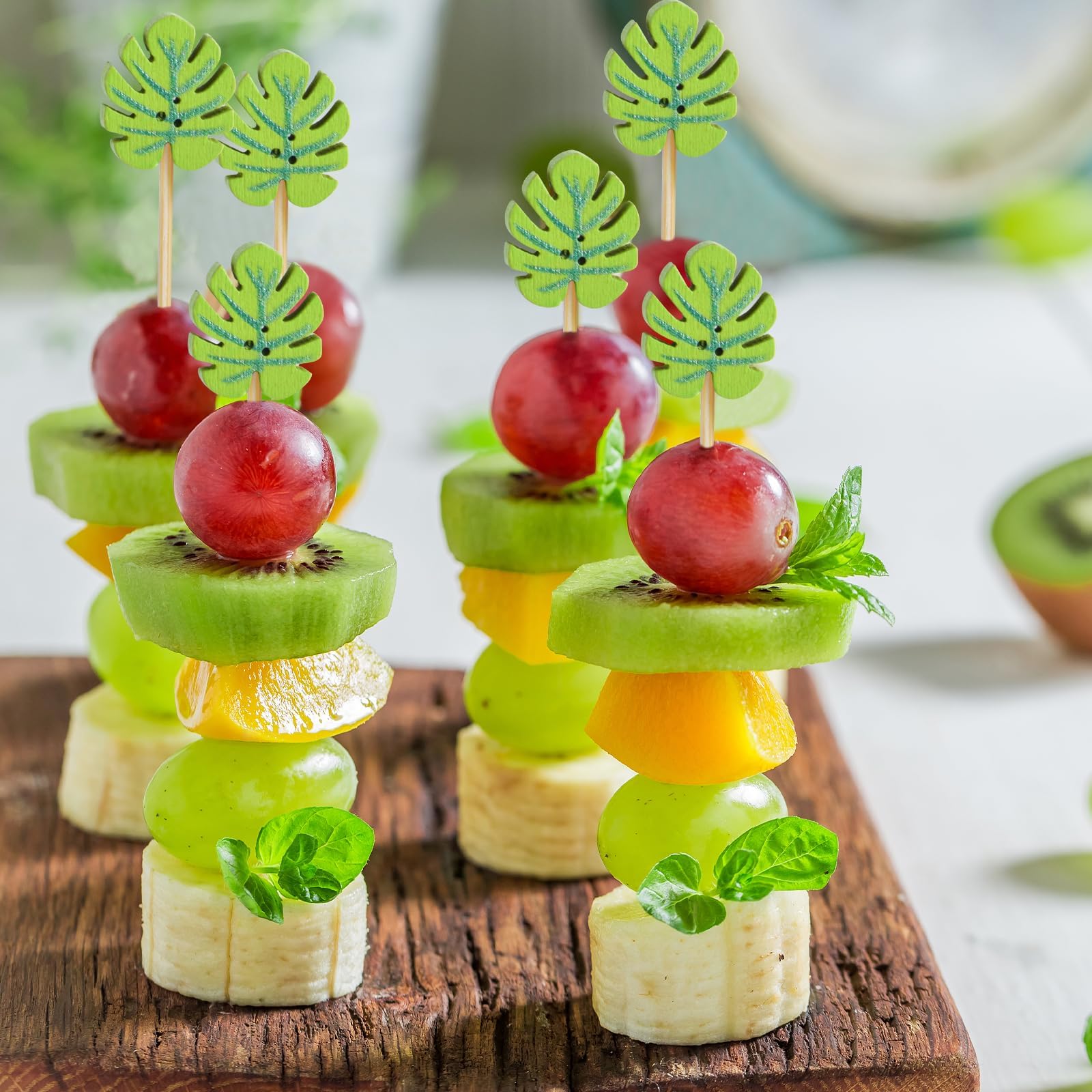 Lysjoy Palillos para Aperitivos Verano, 100 PCS Brochetas de Cóctel Palillos Decorativos, Decorativos Cocktail Fruta Decoraciones para Fiestas en la Playa y Cumpleaños de Verano (C)