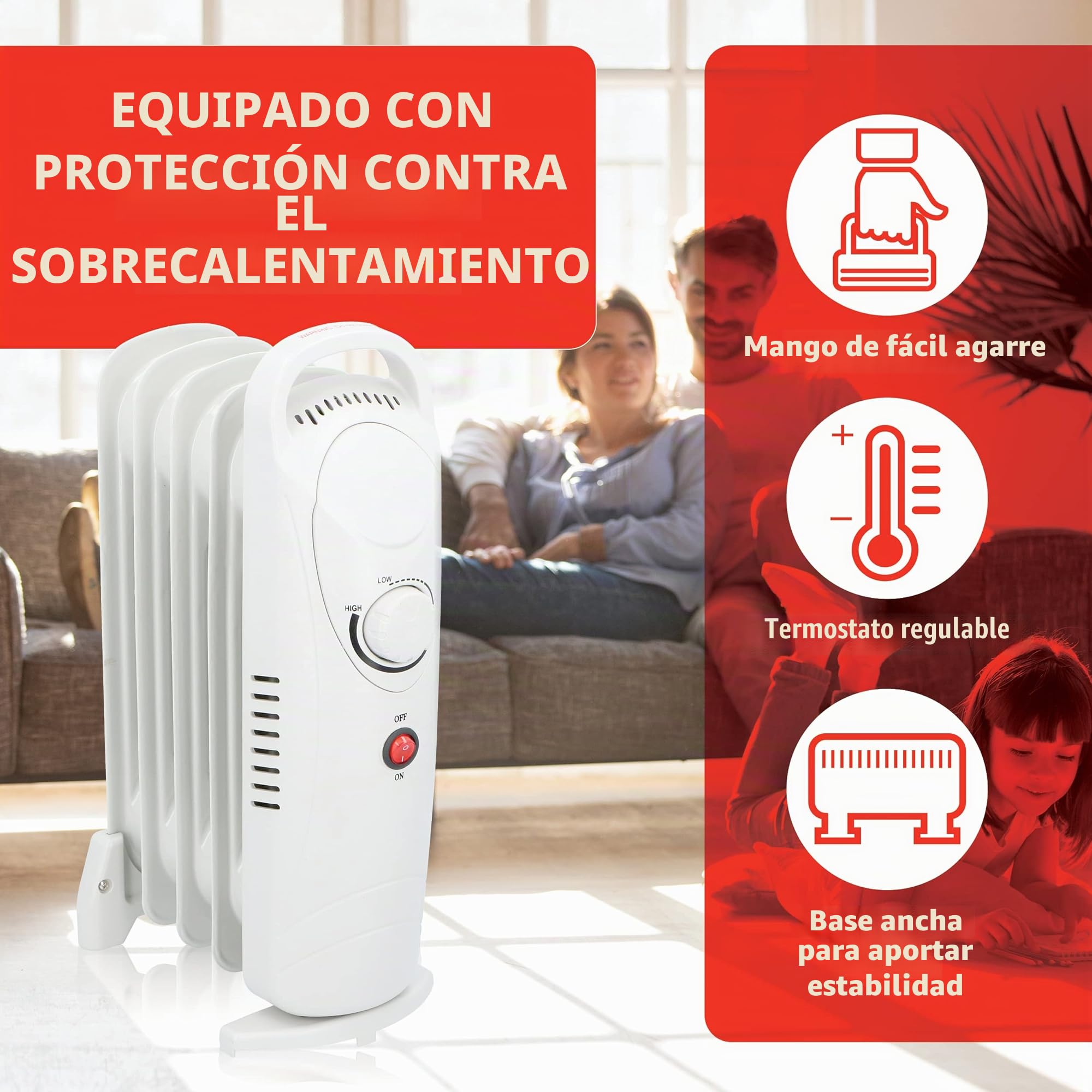 Radiador de aceite Alpina YL-B12-5A con termostato 5 lamas Protección contra sobrecalentamiento 650 W