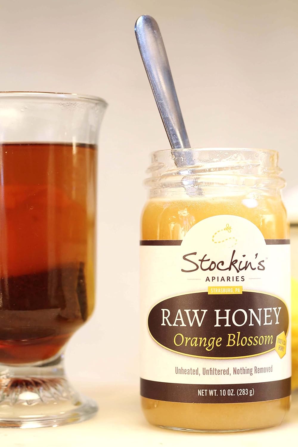Stockin's Apiaries Raw Orange Blossom Honey, Unheated, Unfiltered, & Nutritious, 17 Oz.