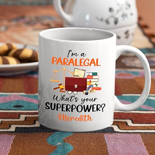 Miniatura 3 de Taza de café blanca con texto en inglés "I A Paralegal What's Your White", taza de café personalizada de 11 onzas, 15 onzas, taza de té de cerámica