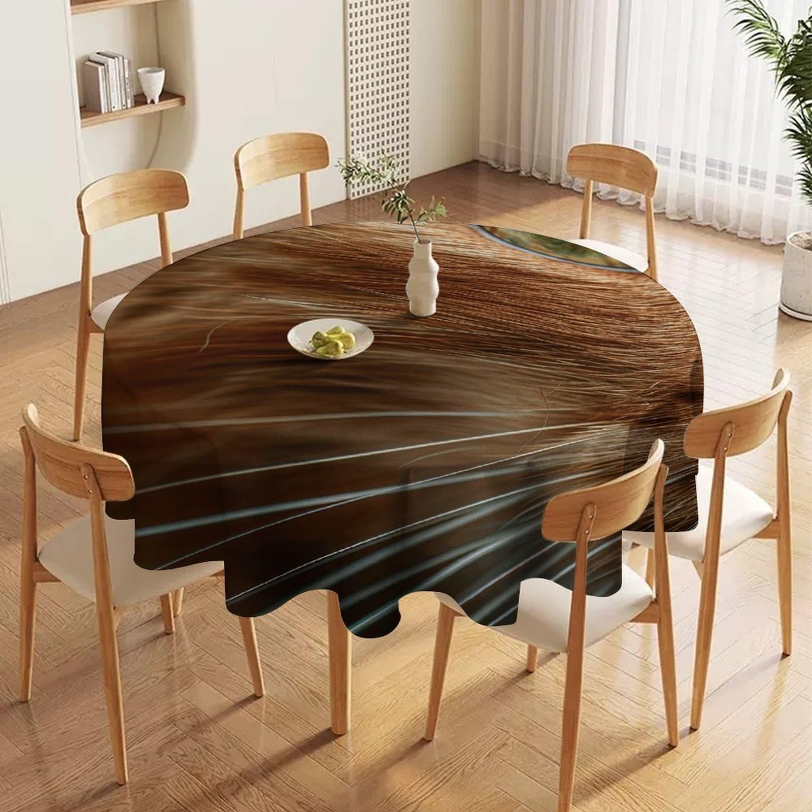 Nappe ronde en tissu de qualité supérieure chat aux yeux verts pour salon