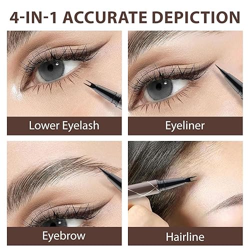 Miniatura 4 de Kaely Delineador de ojos de doble punta y lápiz de pestañas inferiores, bolígrafo de maquillaje multifunción para cejas y ojos, sello líquido de