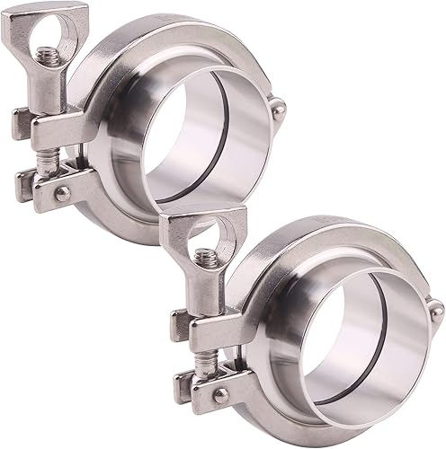 Miniatura 7 de DERNORD Paquete de 2 abrazaderas de acero inoxidable con abrazadera de triple abrazadera + 2 virola de soldadura de tubería sanitaria SUS304 + junta