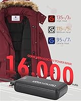 Vista 3 de Chaqueta térmica de grafeno para mujer con batería 16000mAh 7.4V impermeable y resistente al viento
