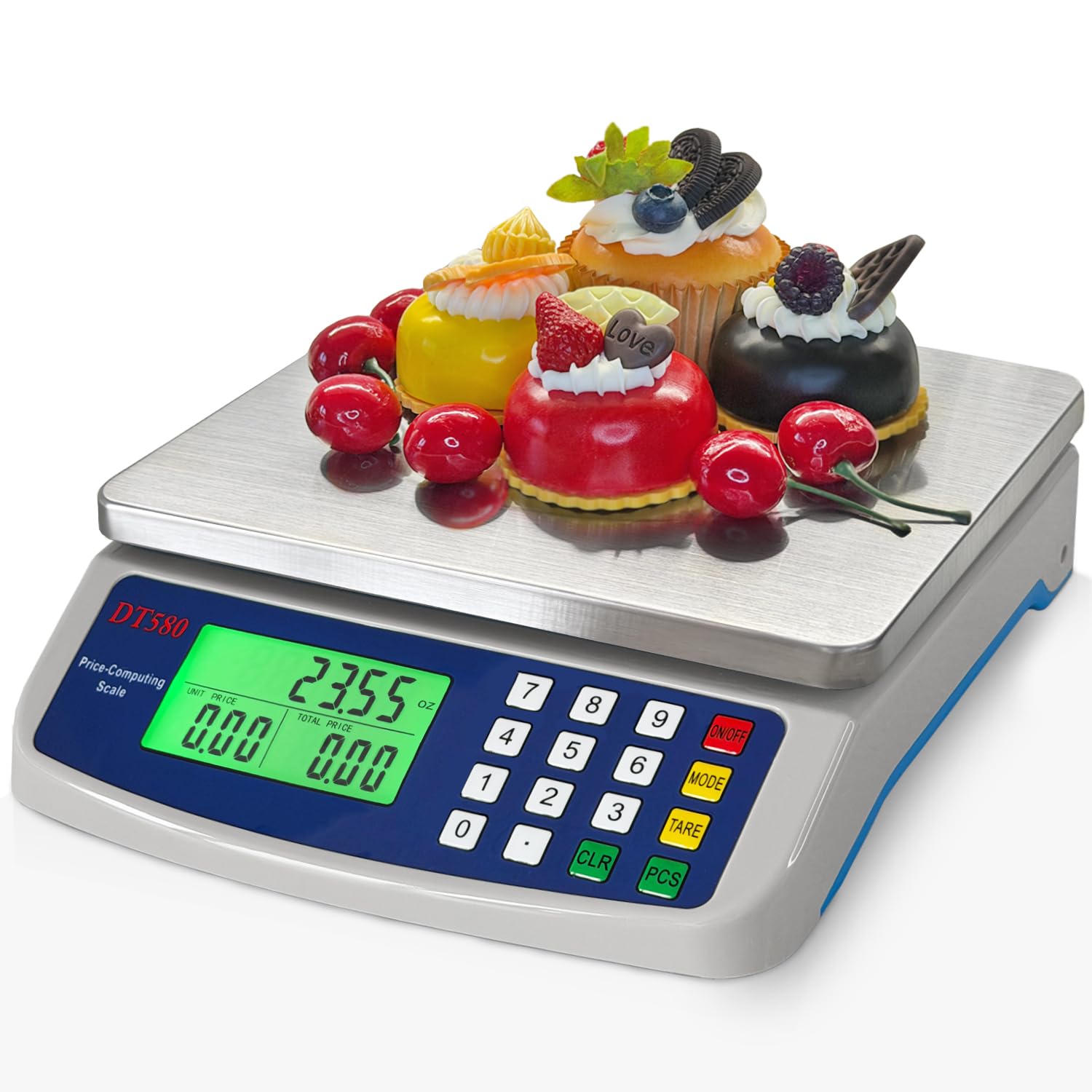 large digital kitchen scale 40kg/88lb stainless steel price computing scale counting scale deli scale with lcd display for baking bread cooking meat prep parts and coins adapter included gray 40kg