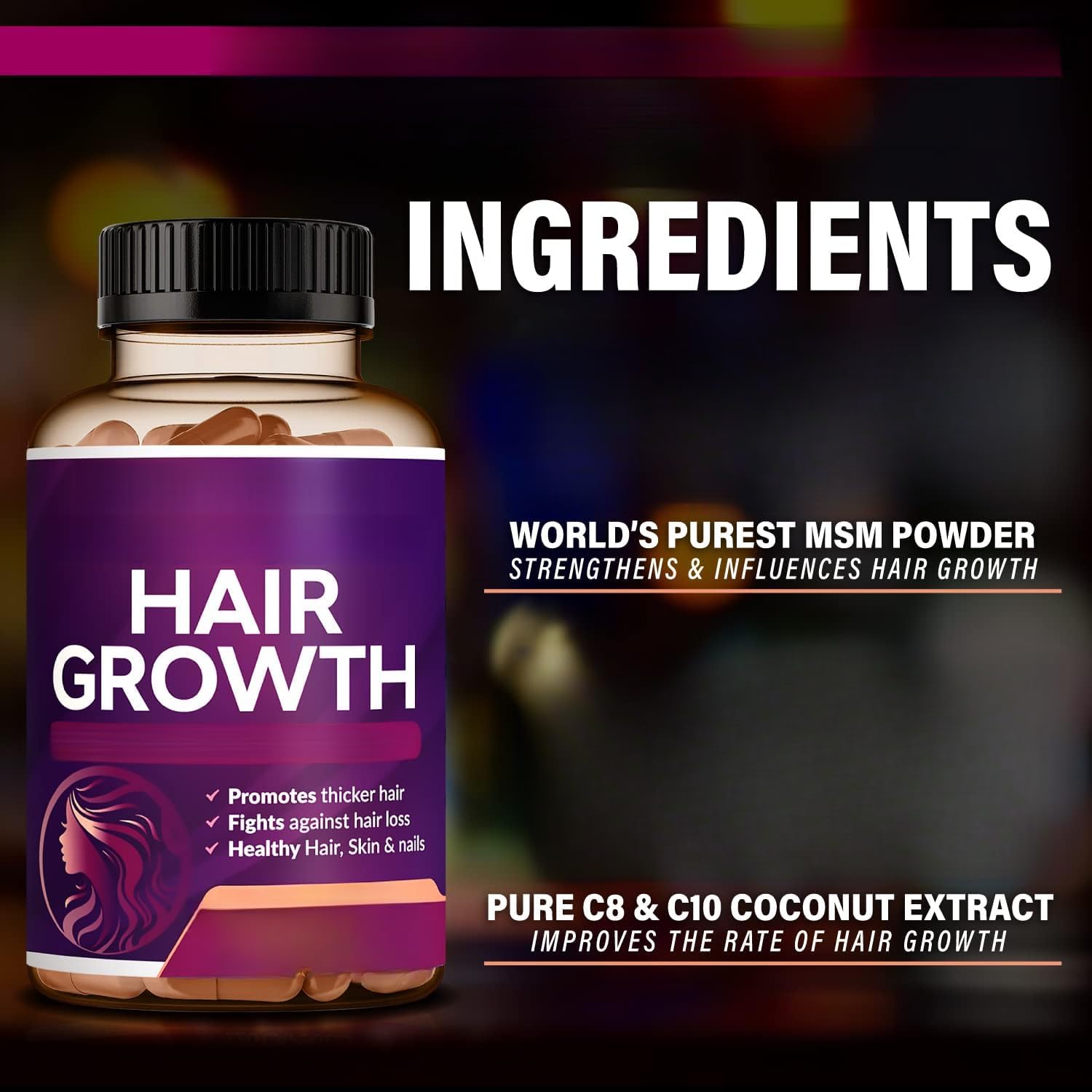 Vitamina per la crescita dei capelli delle donne | Biotina | Capelli, pelle e unghie naturalmente più forti e più sani, arresta la caduta dei capelli