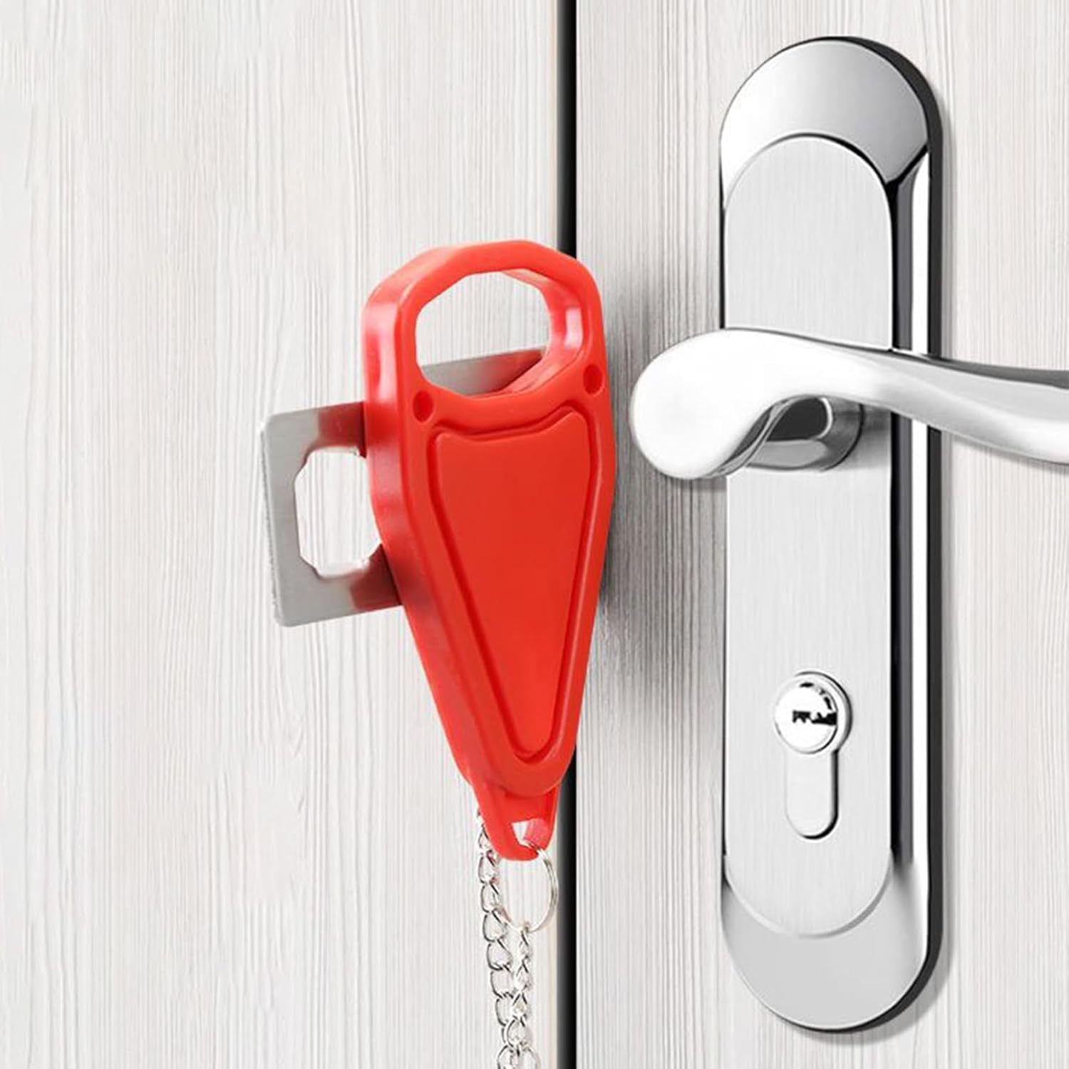 Durable Portable Travel Door Lock - Ideal for Home, Apartment, Hotel, Motel, Dorms & Houses - Plastic/Metal Construction (red)