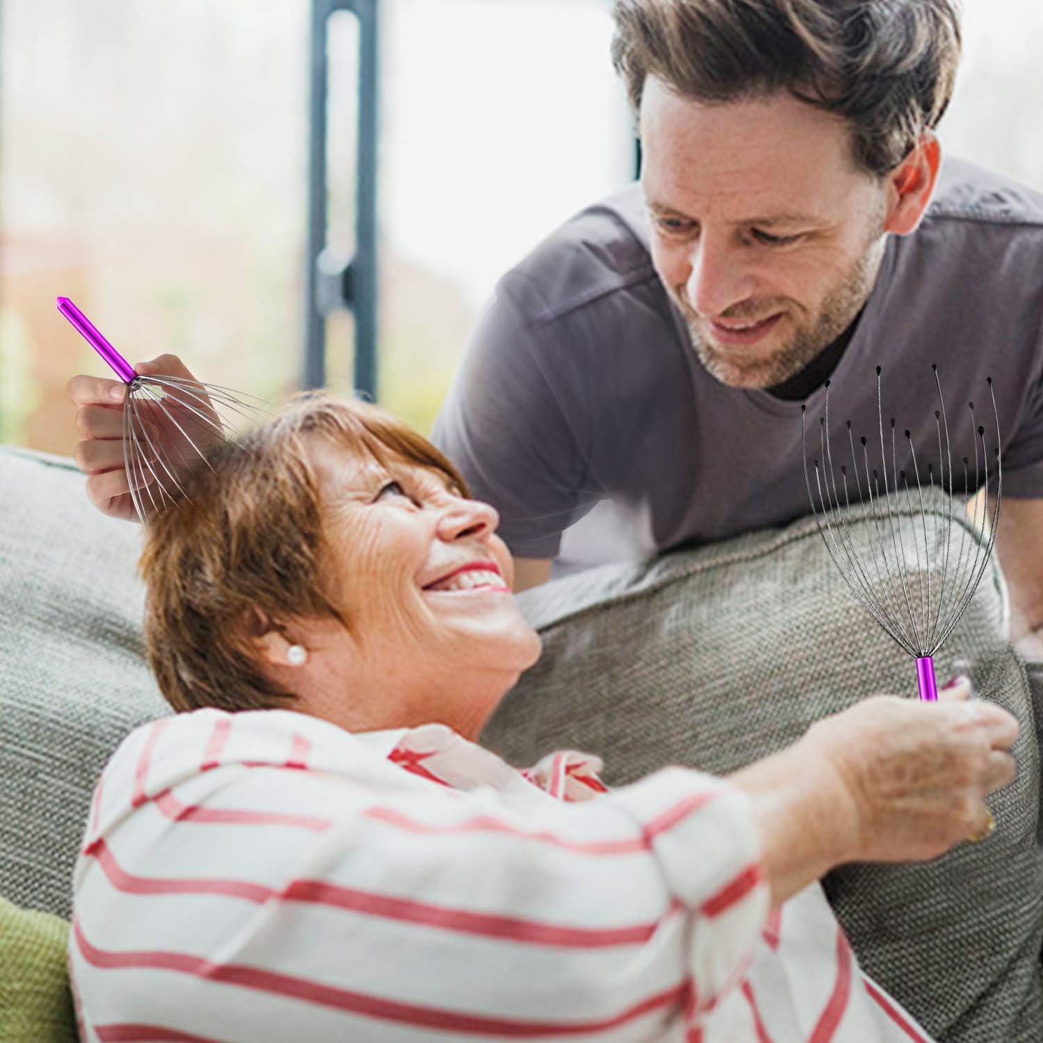 HOFASON 2 PCS Head Massager Scalp Scratcher with 20 Fingers, Handheld Head Scratcher Tingler Massage for Deep Relaxation, Hair Stimulation and Body Stress Relax(Random Colors) : Health & Household