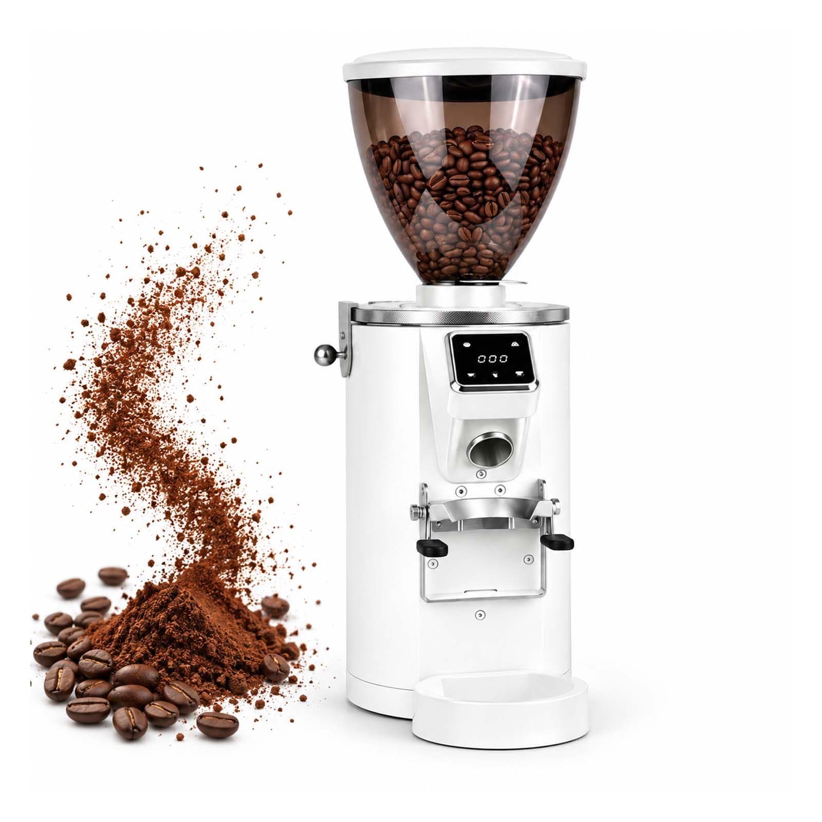 Macinacaffè Espresso Micrometrico, Display LCD (Tempo e Peso) White