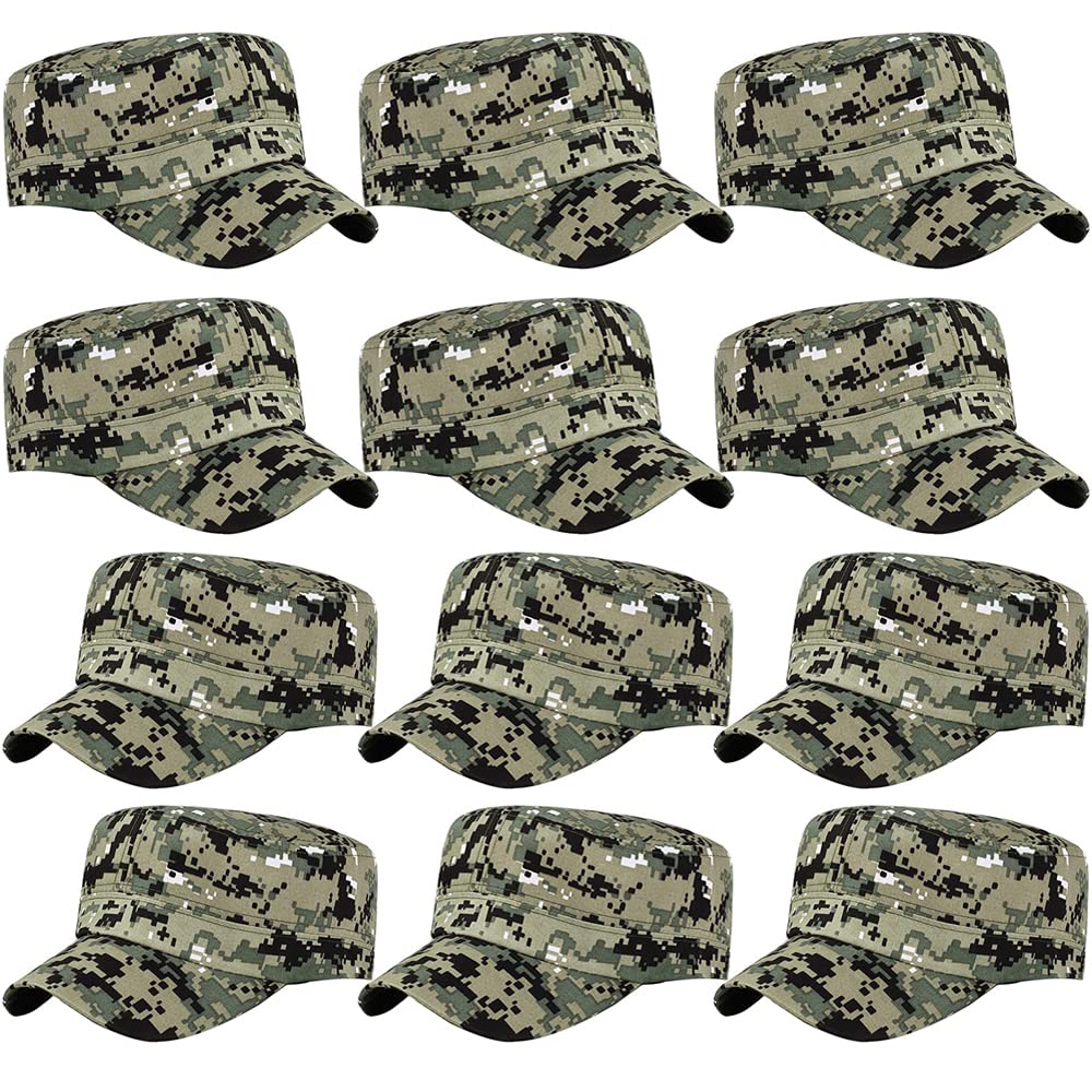 ZffXH 12 pcs Birthday Party Decorations Hats for Kids,Army Military Soldier Favors Hat,Camo Costume Hunting Helmet Cap