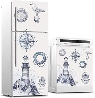 Buzdolabı ve Bulaşık Makinası Beyaz Eşya Sticker Kaplama Deniz Feneri Pusula