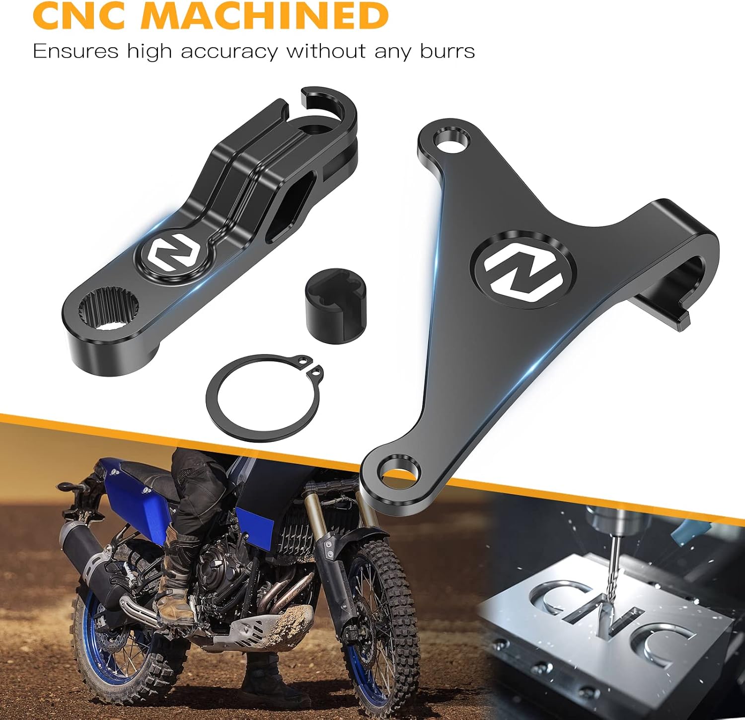 NICECNC Black One Finger Clutch Arm & Bracket Compatible with Yamaha Tenere 700/XTZ700 2019-2024, Tenere 700 Rally Edition 2020-2024, Tenere 700 World Raid 2022, MT-07 2018-2022, FZ07 2015-2017