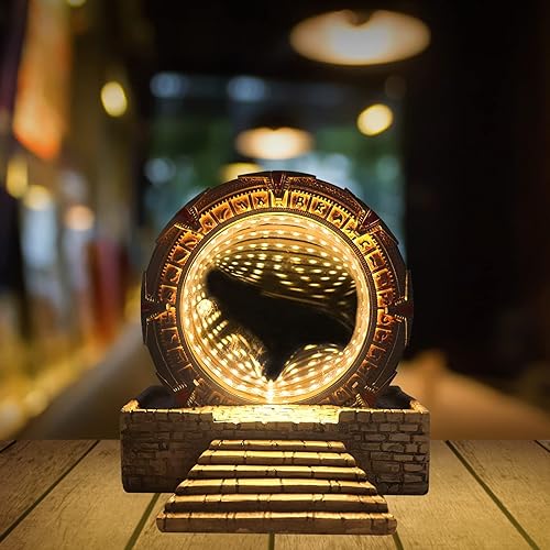 Miniatura 7 de Atlantis Stargate - Espejo LED de noche, puerta de estrella, anillo de túnel de tiempo, espejo de réplica de película, modelo Cospaly para fiesta de