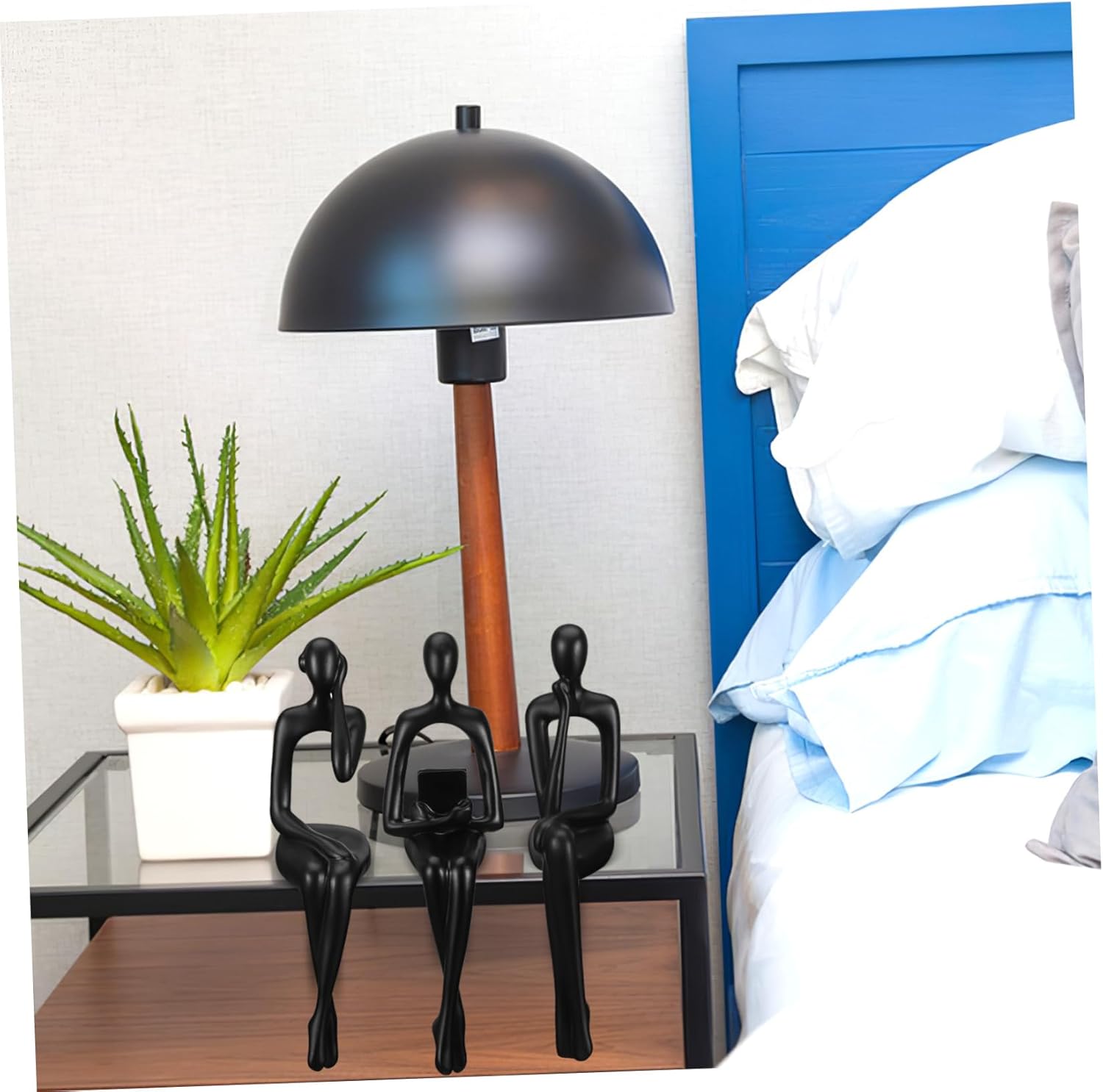 3Pcs Modern Abstract Resin Sculpture Elegant Sitting Thinker Figurines for Home Decor Unique Desktop Art for Living Room Office and Bookshelf