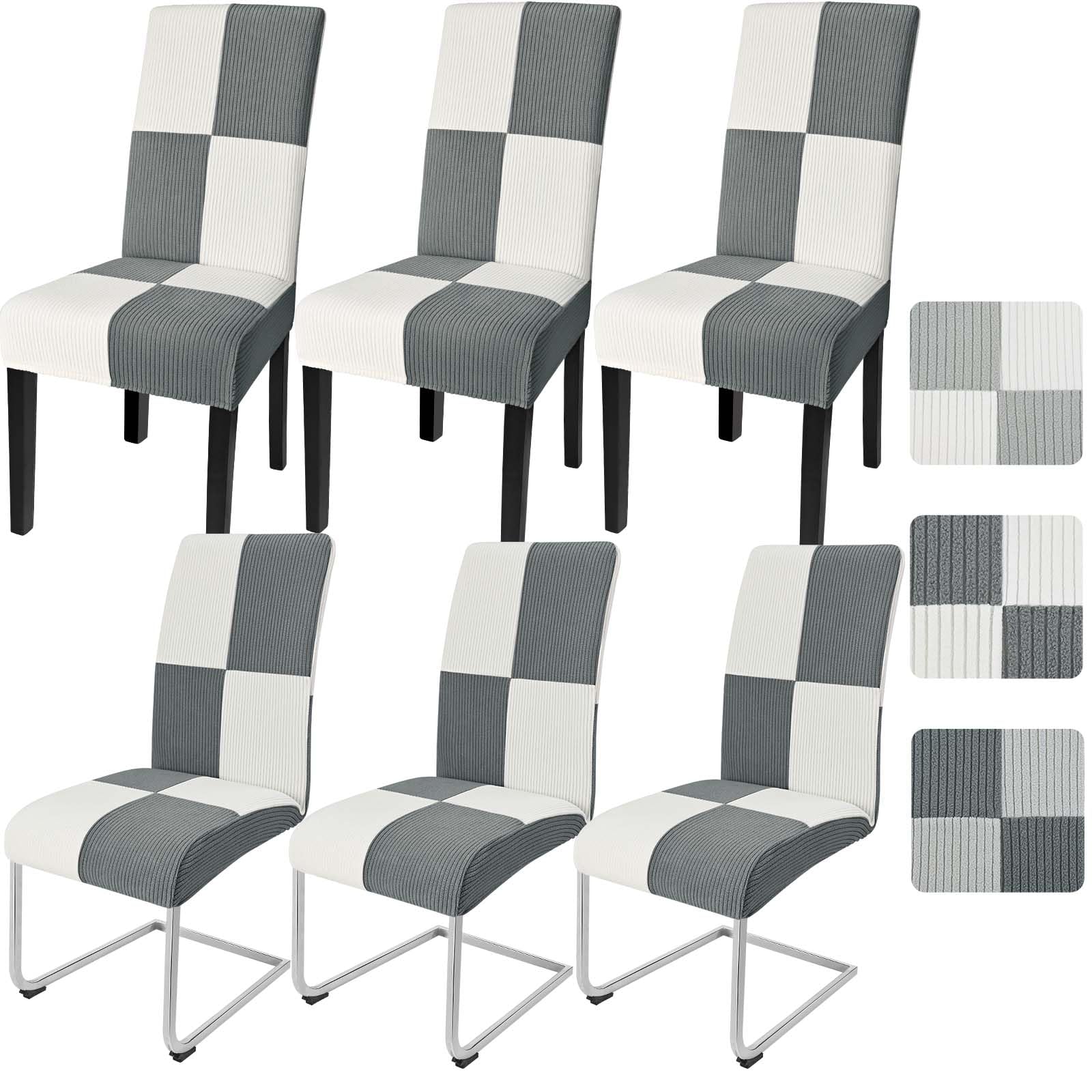 Housses de chaise extensibles anthracite et blanc Alishomtll (lot de 6)