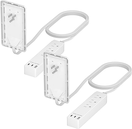 Miniatura 33 de LIDER Extensor de salida protegido contra sobretensiones, regleta de alimentación de 4 salidas, USB tipo A de 21 W y 2 puertos USB tipo C, enchufe