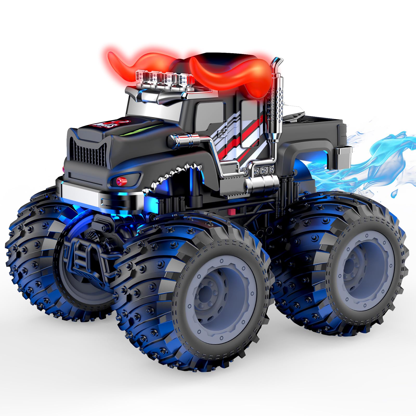 AUUGUU Remote Control Car 2 4GHz Monster Trucks Toys with Light Spray Birthday Gift for Kids 3 4