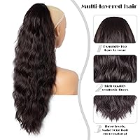 Vista 4 de Cola de caballo con cordón para mujer, extensión de cola de caballo de 26 pulgadas de largo, extensiones de cabello sintético suave, extensión