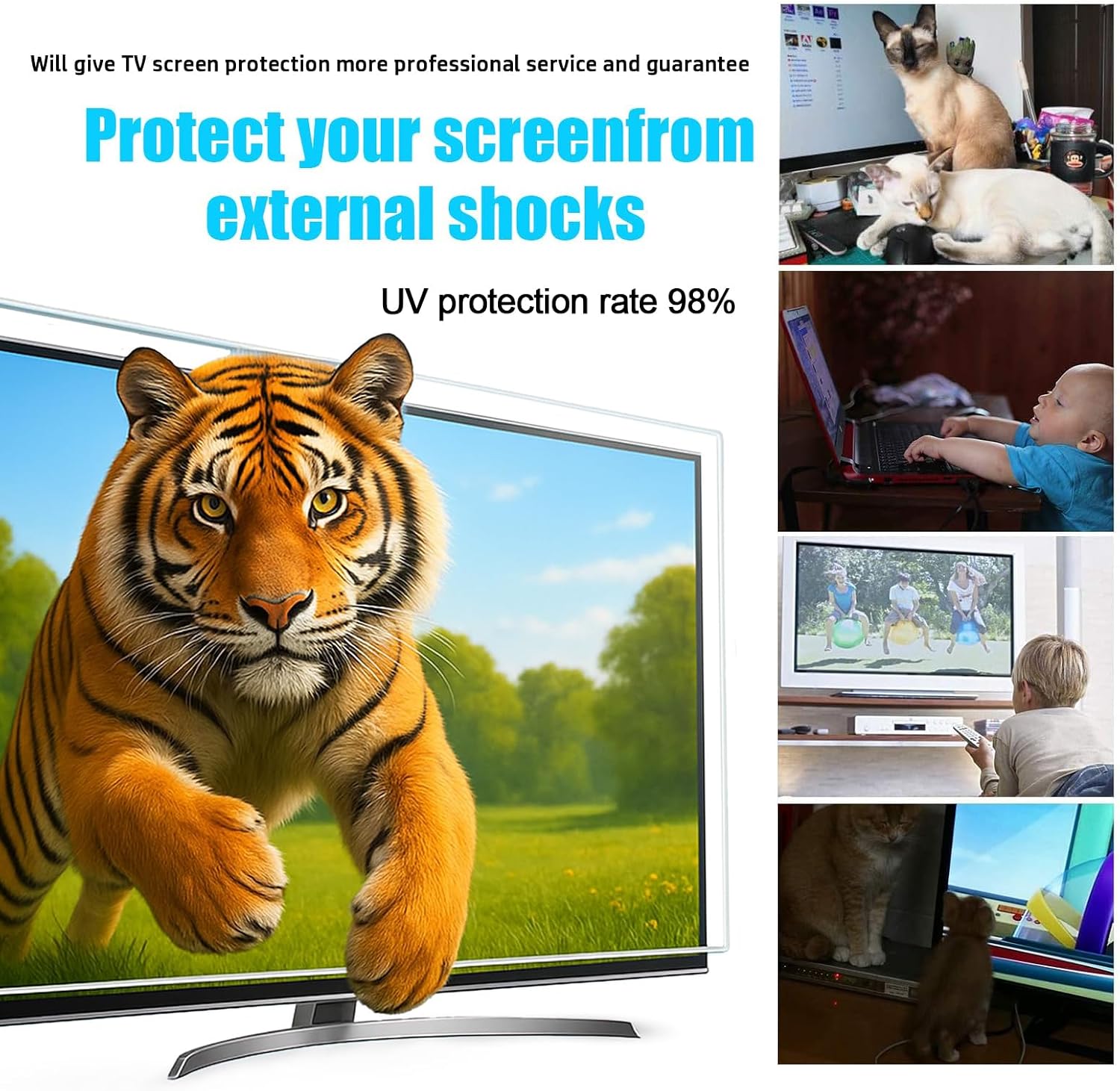 86 Inch TV Blue Light Screen Protector, Dustproof Anti Scratch Anti-Glare Matte Film, Reduce Eye Fatigue Anti-Myopia - Eye Protection,86"(1925x1100mm)