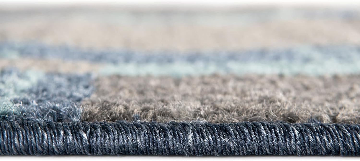 Rugs.com - Equinox Rug – 6 Ft Runner Blue Gray Modern Easy-Clean Runner Rug – Perfect for Hallways, Kitchens, and Entryways