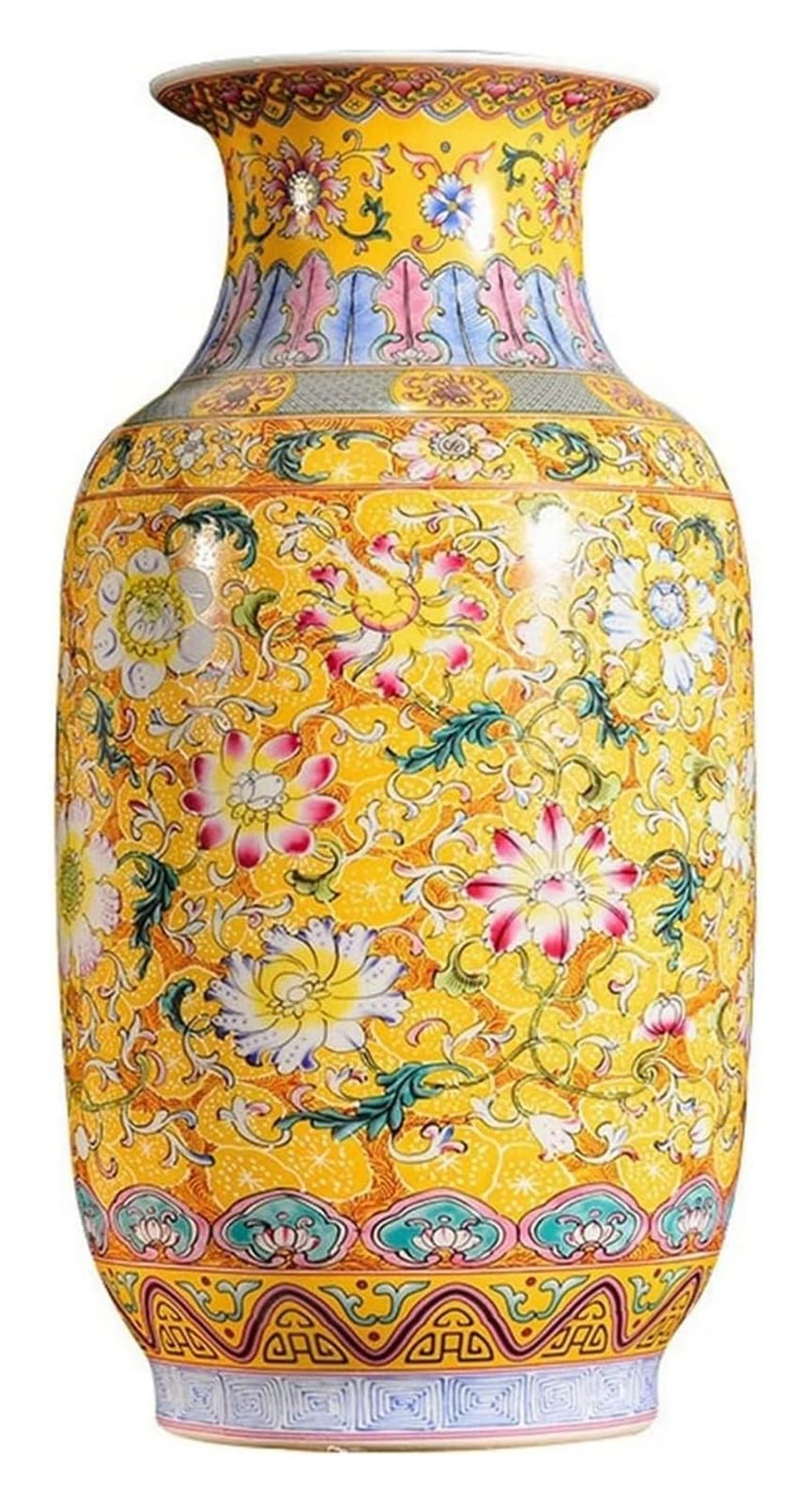 SnamicE Vase Tabletop Flower Classic Enamel Color Floor Large 16.93 Inch Chinese Indoor Ceramic Decoration Vases Flower Pot Desktop Decor,