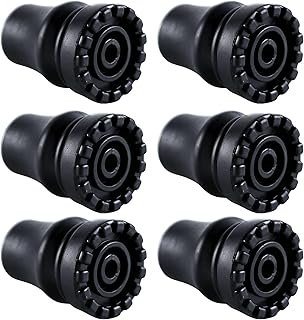 MOTOFITOOL 6 Pack Rubber Cane Tips, Heavy Duty 3/4 Inch Anti-Slip Rubber Cane Tips, Crutches Accessories for Canes, Walking Sticks, Hiking Sticks, Seniors Crutches, Black
