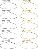 Vista 10 de Sureio 10 Piezas Pulseras Deslizantes Ajustables para Hacer Joyas Cadenas de Pulseras para Hacer Joyas DIY Accesorios Cadenas Extensoras con Dorado