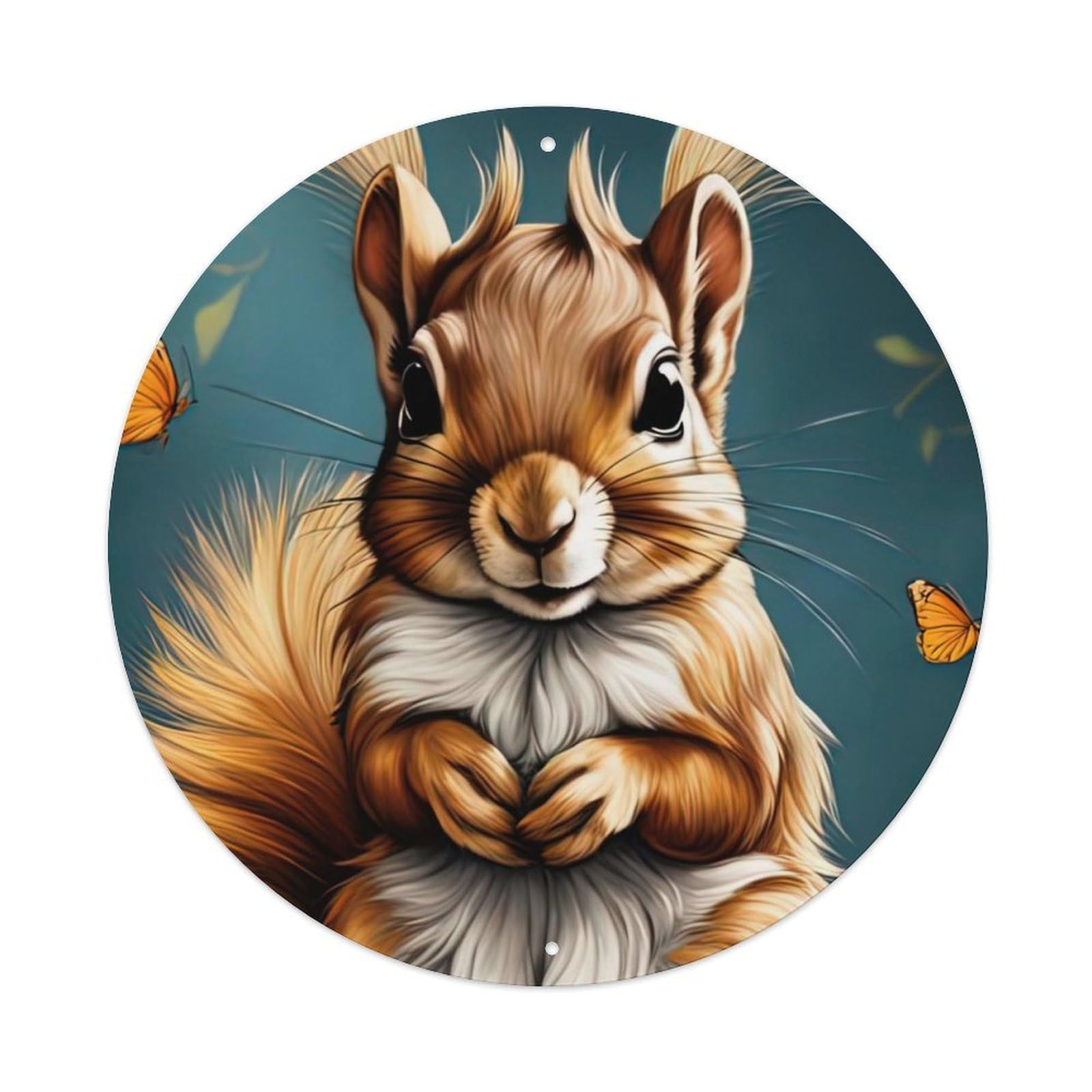 Wildlife Artwork Squirrel And Butterfly Metal Tin Sign