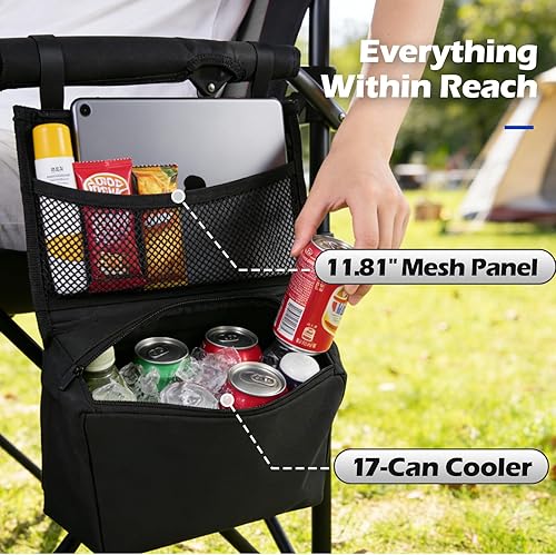 Miniatura 6 de Silla de campamento XL resistente con capacidad de 396 libras (525 libras máxima)  Oxford 1680D impermeable  Asiento acolchado de gran tamaño de 2