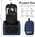 FITDON Large Hanging Toiletry Bag Travel Wash Bag, Waterproof Shaving Bag Gym Shower Bathroom Bag Dopp Kit, Blue