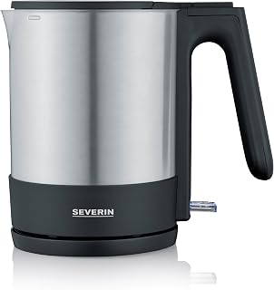 SEVERIN Wasserkocher, kompakt und leistungsstark, 2.200 W, Kunststoff, Edelstahl-gebürstet-schwarz, 1,7 L, WK 3409