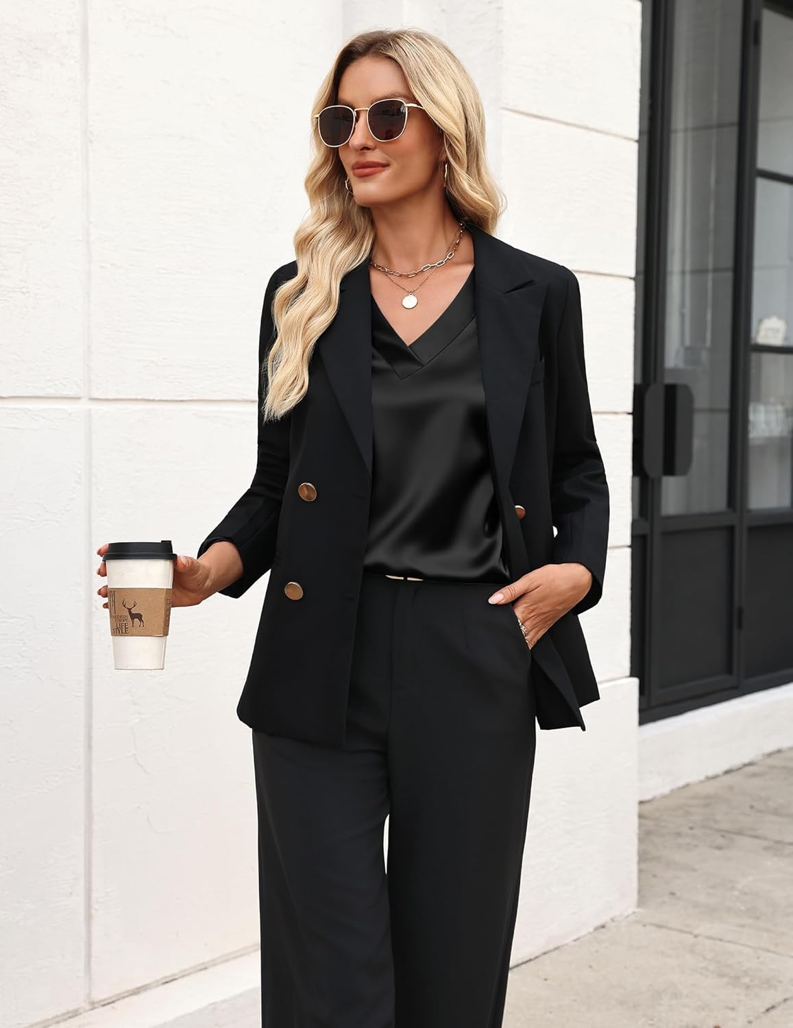 Zeagoo Women's Silk Satin Tank Tops V Neck Casual Camisoles Sleeveless Business Work Blouses Dressy Summer Shirts - Image 4