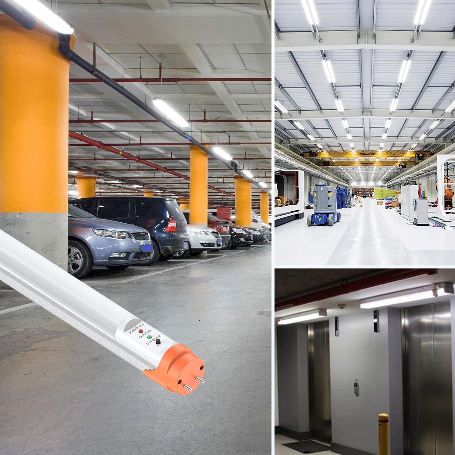 Emergency T8 LED Tube 4ft with Battery Backup, 5000K 18W Aluminium Dual Ended G13 Tube Light Integrate 8W 960LM 90min Emergency Lighting for Shop Werehouse Office Commercial T8 Bulb, UL-Listed