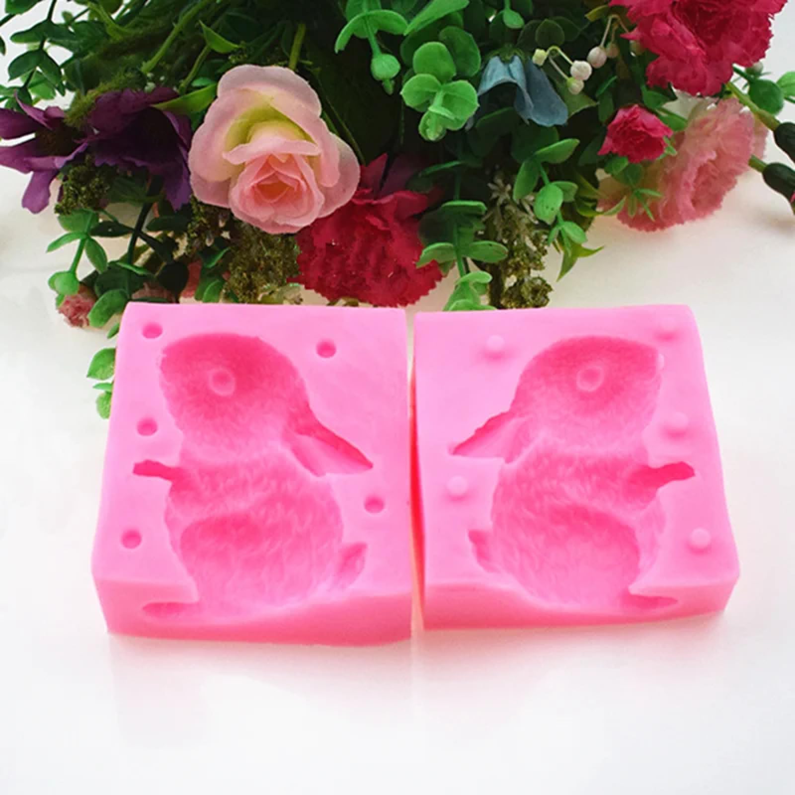 Moldes de silicona para manualidades, molde para tartas, 8 x 7,5 cm, molde de silicona con forma de conejo en 3D, molde de resina para decoración de postres