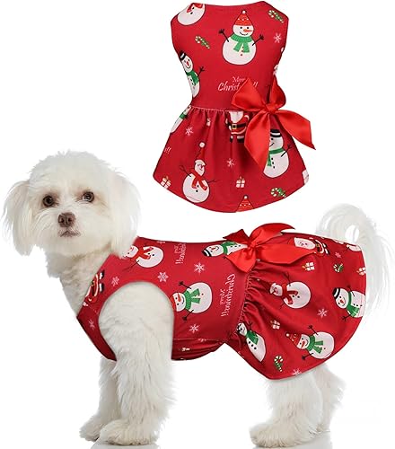 Vestido de Navidad para perro, disfraces de Navidad para perro, vestido elástico de muñeco de nieve, disfraz divertido para perro, ropa de cachorro