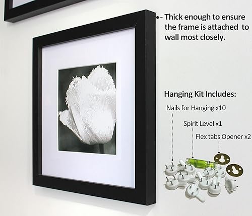 Vista 106 de Yaetm Portarretratos de 12 x 12 pulgadas con paspartú para fotos de 8 x 8 pulgadas, juego de 9 marcos cuadrados de 12 x 12 pulgadas, marco blanco