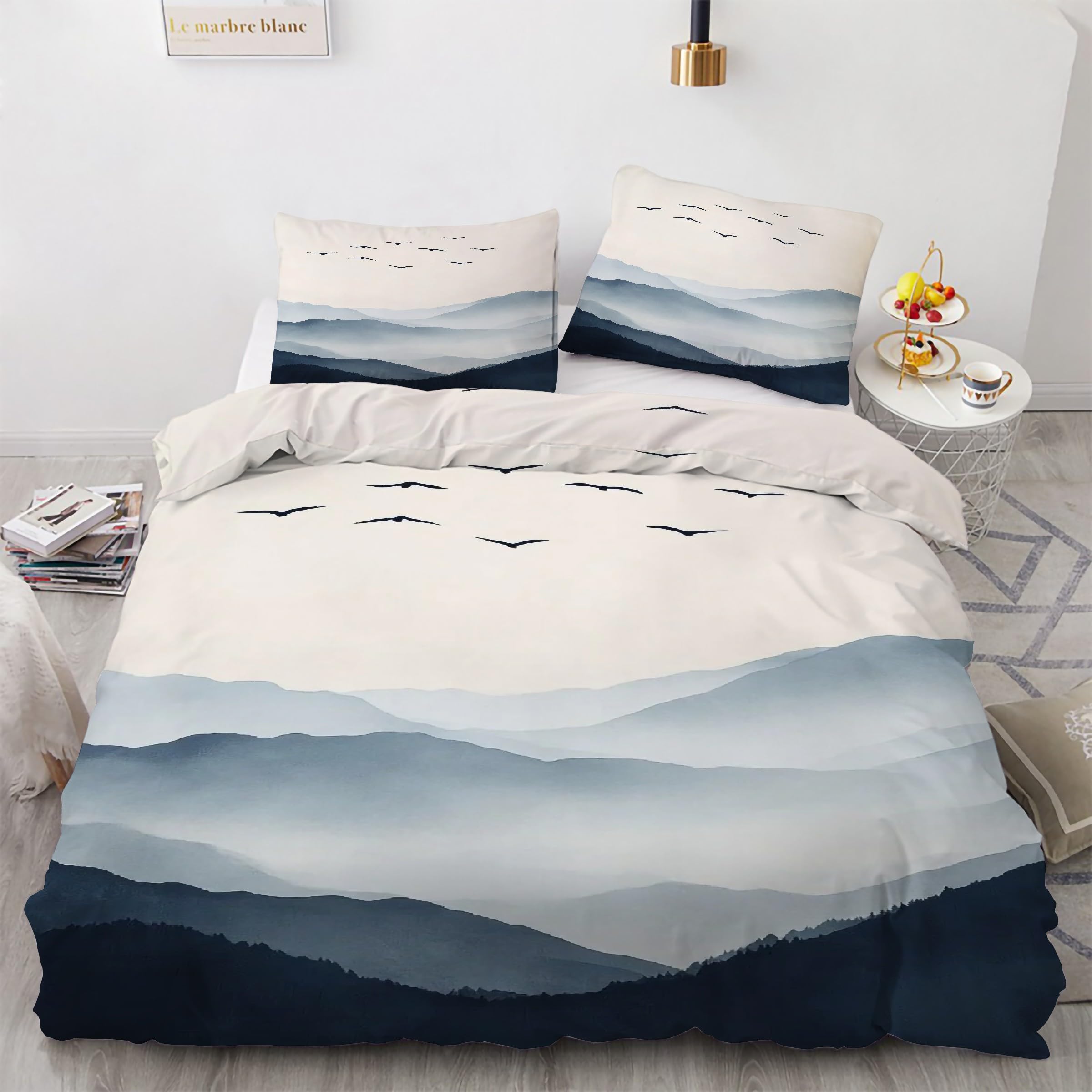 Housse de couette montagnes et oies sauvages pour transformer l'ambiance de votre chambre