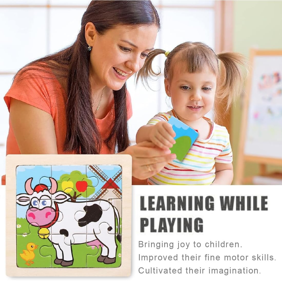 Holzpuzzle Holzspielzeug für Kinder I Holzpuzzle, Holzspielzeug ab 1 2 3 Jahren, Steckpuzzle Holz Montessori Spielzeug für Baby, Tier Holzpuzzle Puzzle Kleinkind Lernspielzeug, Dinosaurier