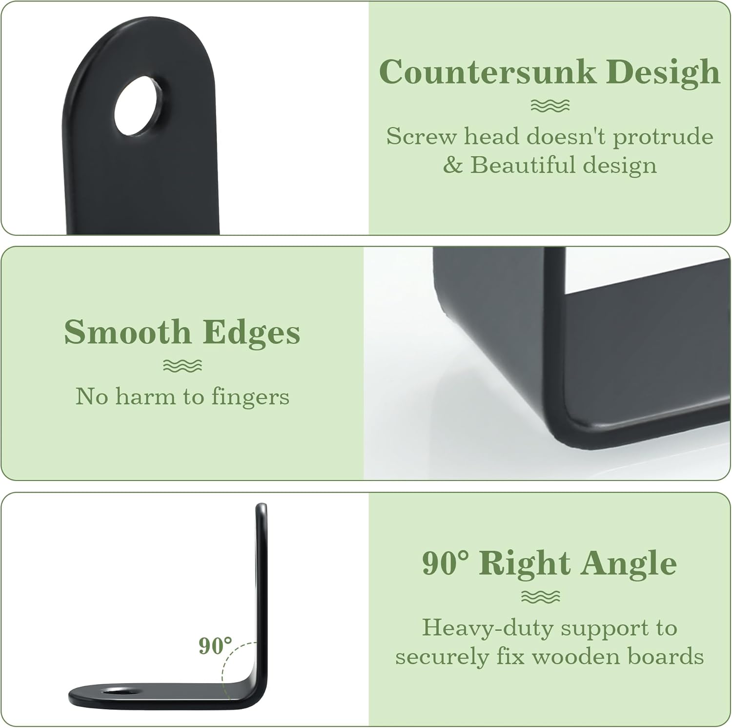 Alise 50PCS L Bracket Corner Brace, Black Stainless Steel L Brackets for Shelves, Heavy Duty Shelf Brackets, Joint Right Angle Bracket Small L Brackets for Wood Furniture Cabinet Chair (1.2x1.2 in)