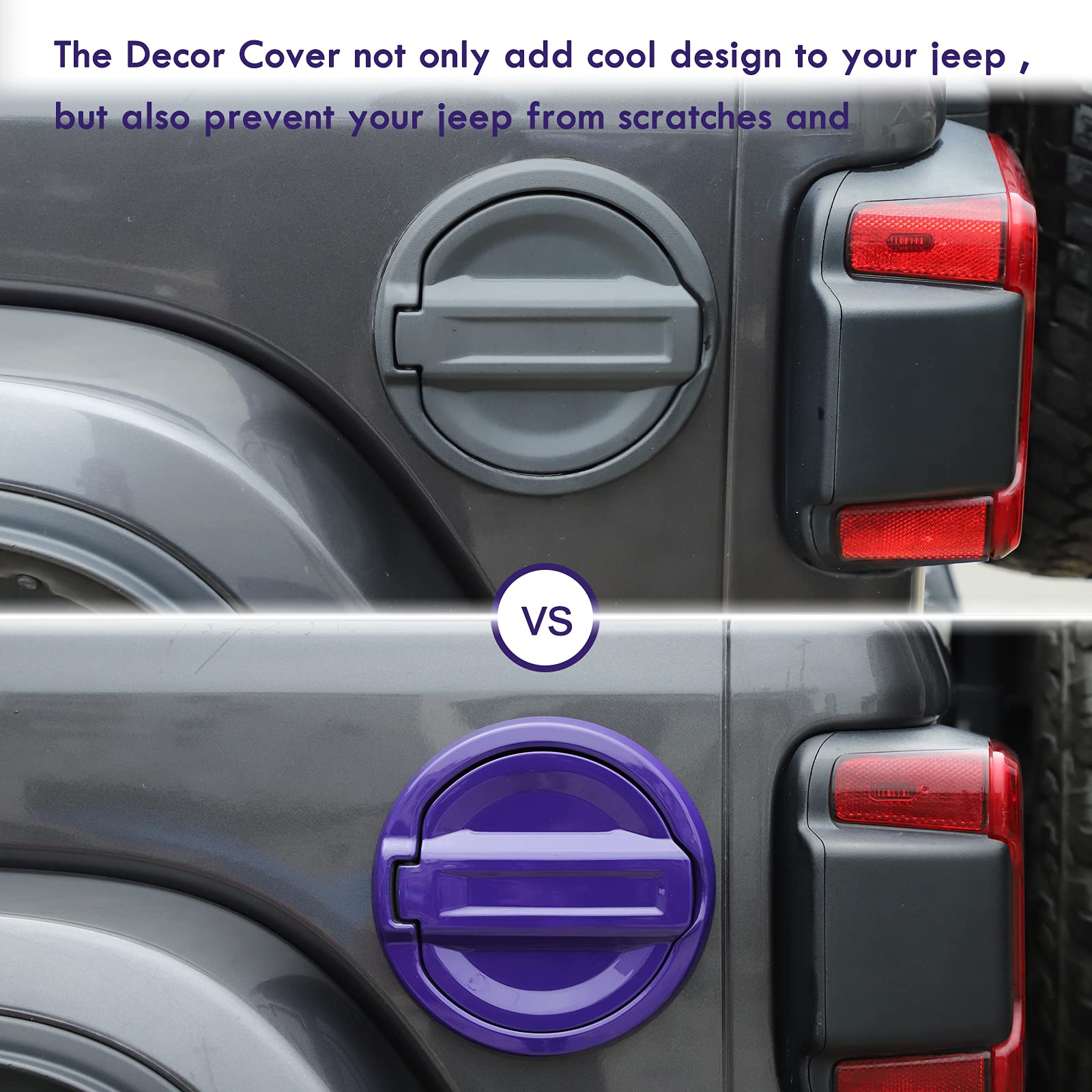 CheroCar ABS Gas Cap Cover Trim Fuel Tank Cover Decoration Kit for 2018-2025 Jeep Wrangler Accessories JL 2/4 Door (Purple)