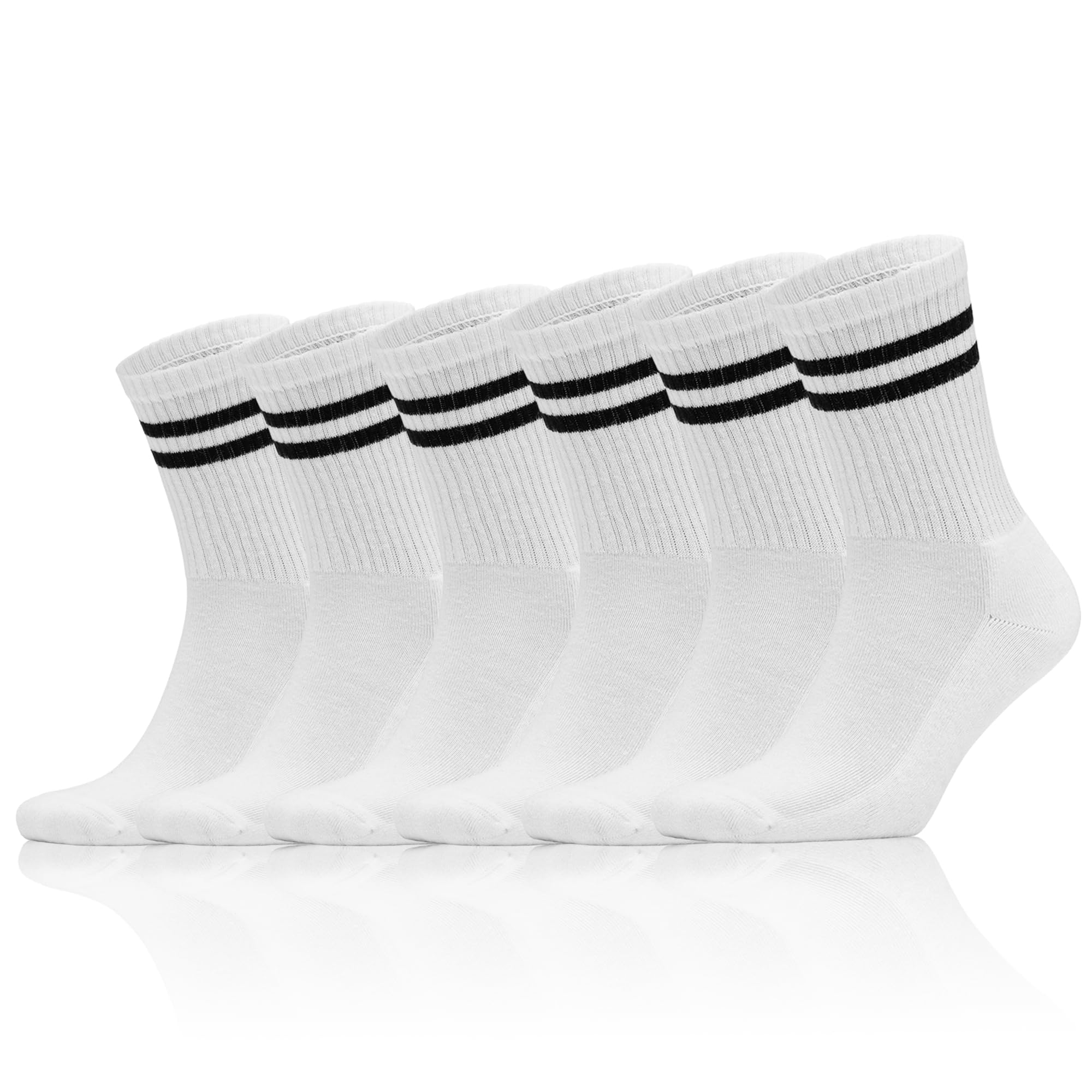 Sonnors Unisex 6 Pairs - White 6 Pairs Mens White Socks, Anti Blister Athletic Women Sports Socks, Breathable Moisture-Wicking Cotton Running Trainer Hiking Socks (6-8)