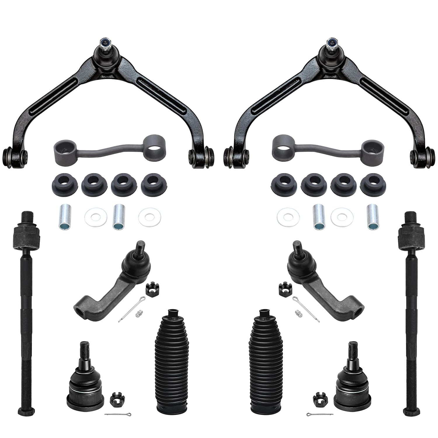 Detroit Axle - 12pc Front End Kit for 2006 2007 Jeep Liberty, 2 Upper