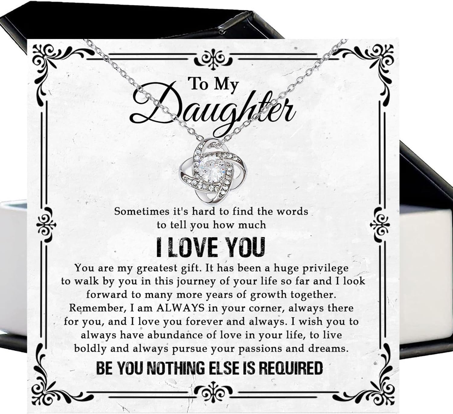 Daughter Necklace From Dad | Cubic Zirconia Pendant To My Beautiful Daughter Necklace From Mom | Daughter's Christmas Valentine Graduation Birthday Gifts With Present Heartfelt Message