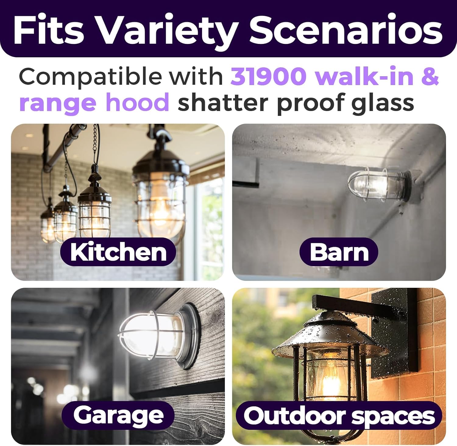 4 PCS L10-X007 Light Bulb Cover, Shatter Proof Glass 31900 Light Bulb Covers Fit Walk-in Refrigerators and Hood Bulbs, Outdoor Light Covers Compatible with Outdoor/Kitchen/Ceilings Bulb Fixture