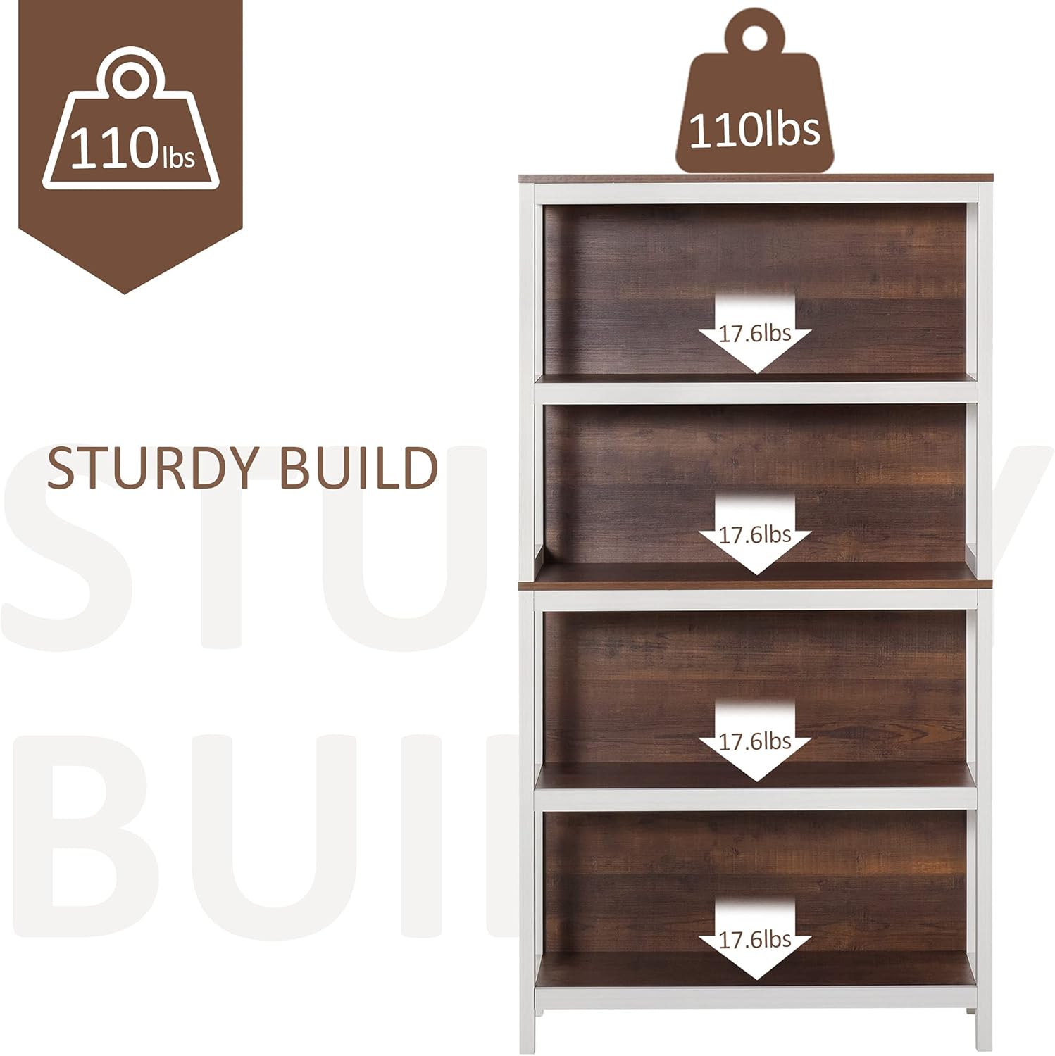 One-Day Sale: Up to 70% Off HOMCOM 4 Tier Bookshelf Utility Storage Shelf Organizer with Back Support and Anti-Topple Design, Walnut/White Top Rated HOMCOM 4 Tier Bookshelf Utility Storage Shelf Organizer with Back Support and Anti-Topple Design, Walnut/White