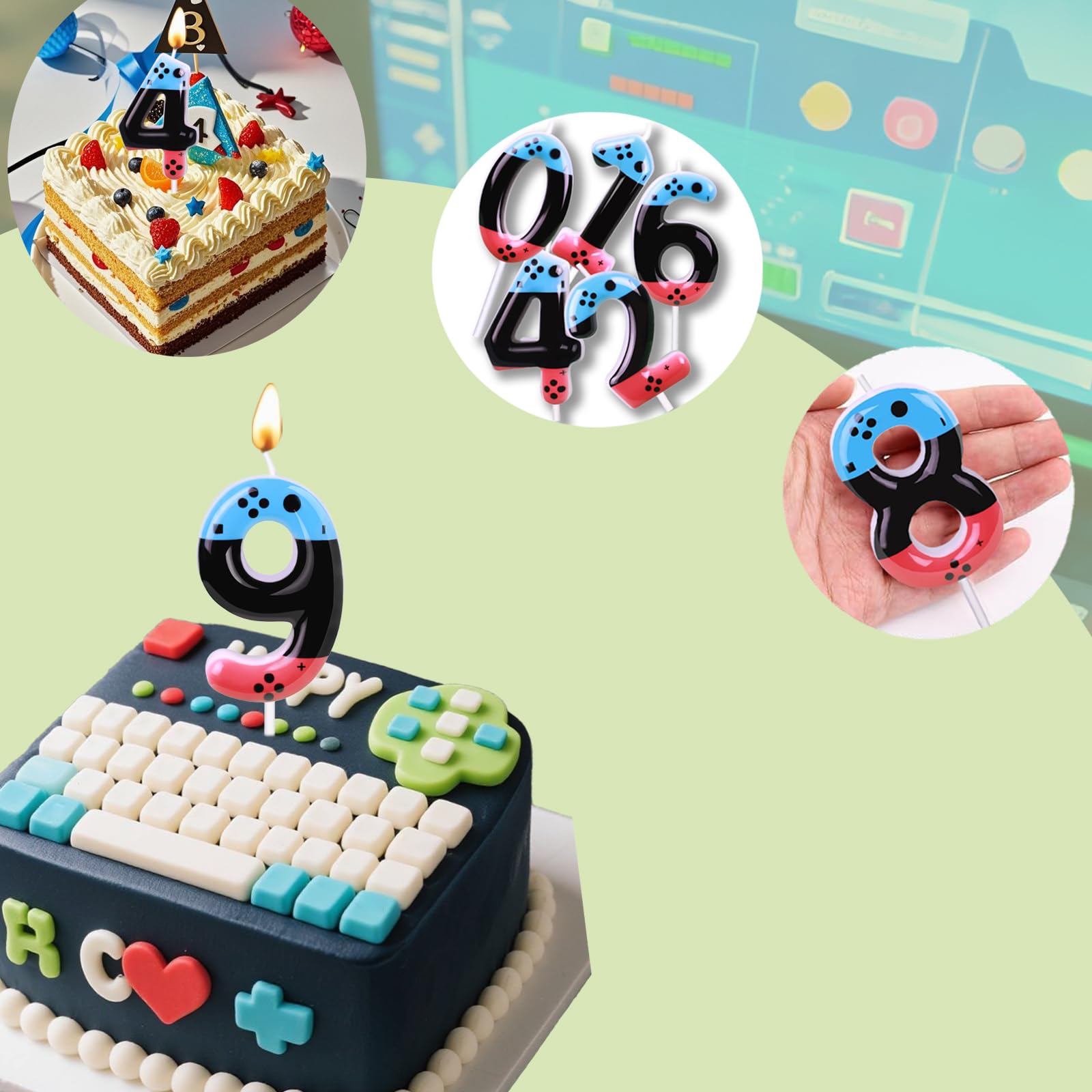 Lot de 13 bougies d'anniversaire sur le thème TNT pour garçons et filles, décorations de gâteau d'anniversaire TNT, bougies de gâteau d'anniversaire pixel, fournitures de fête sur le thème des enfants