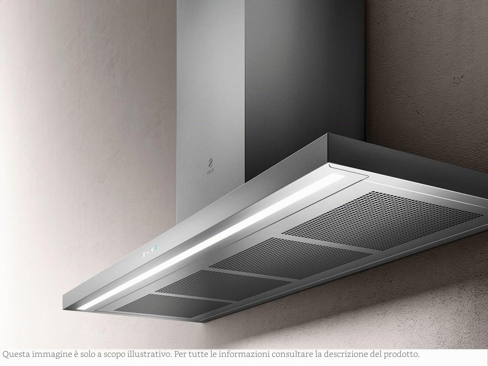 Elica Cappa aspirante sottile 120 120 cm in acciaio inox per ventilazione canalizzata/ricircolo