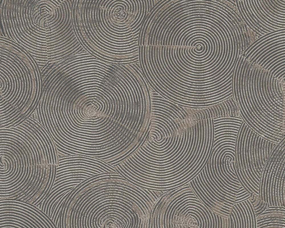 CONCORD WALLCOVERINGS ™ Cottage Graphics Modern Textured Wallpaper Featuring Geometric Circles, Black Brown Metallic, 21in x 33Ft(56sqft);379004